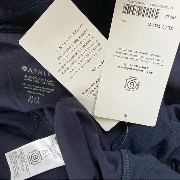 NWT Athleta ELATION 2 IN 1 CAPRI Navy $98 Womens XL - Picture 11 of 13